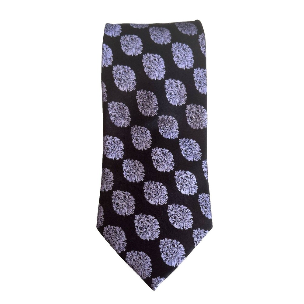 SETAZONE Mens Tie 100% Silk Brocade Wide Dark Navy Purple Handmade Luxury